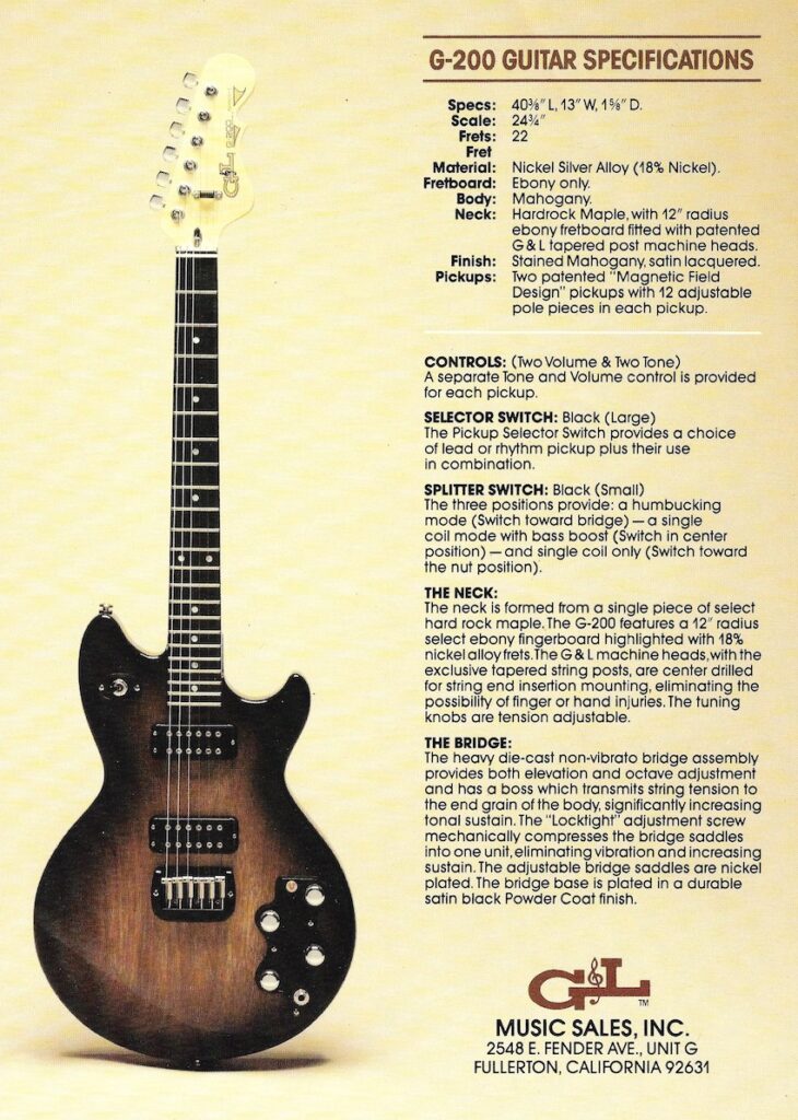 G&L G-200 sales brochure from 1981.