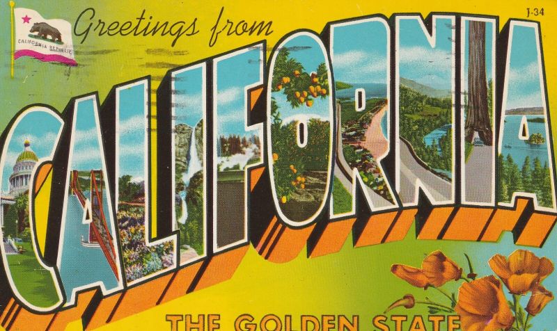 Greetings from California post card