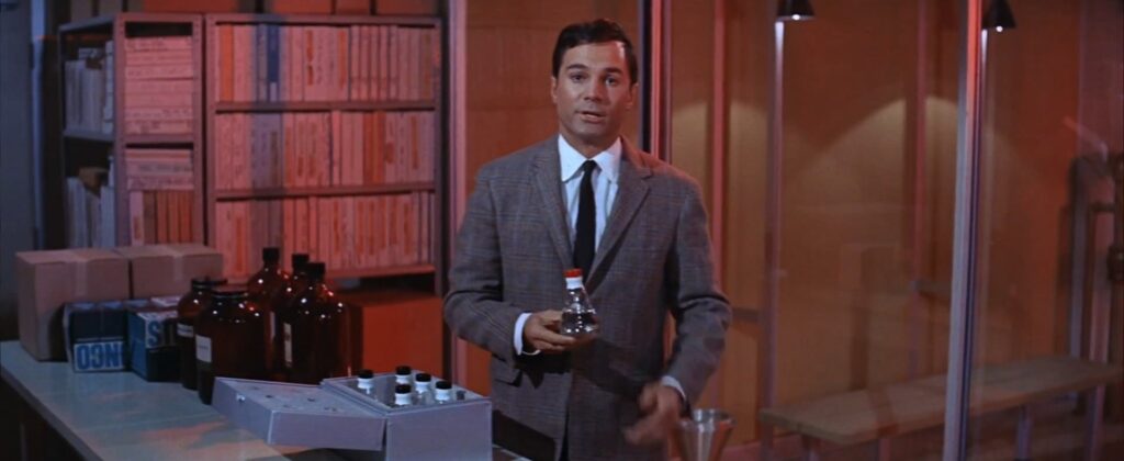 George Maharis plays the good guy who holds the fate of the world in his hand in The Satan But, from 1965
