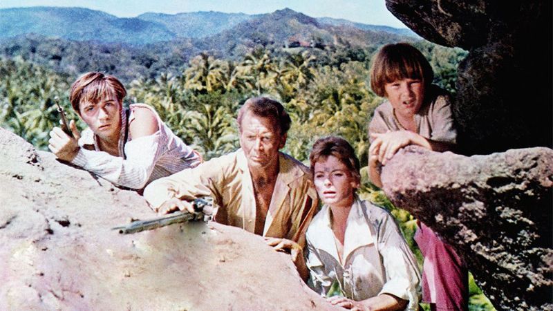 The Robinsons prepare a welcome for a band of pirats in Walt Disney's Swiss Family Robinson, 1960