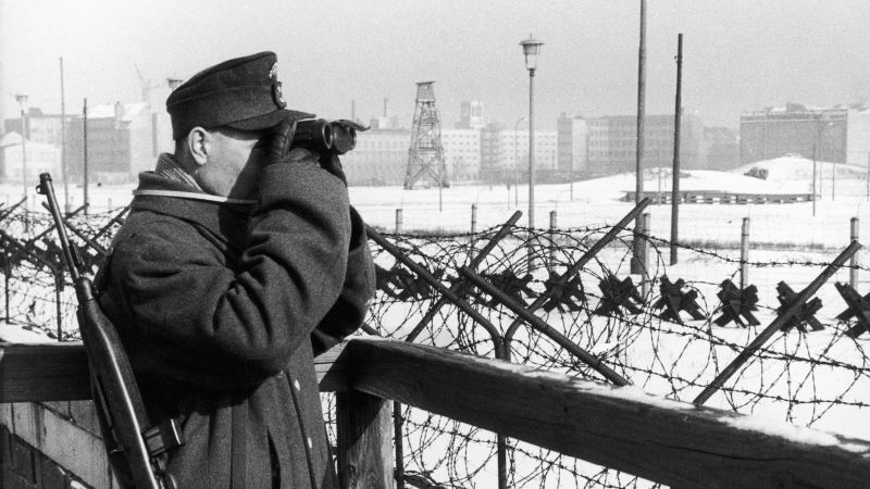 Soviet border guard on the lookout for defectors