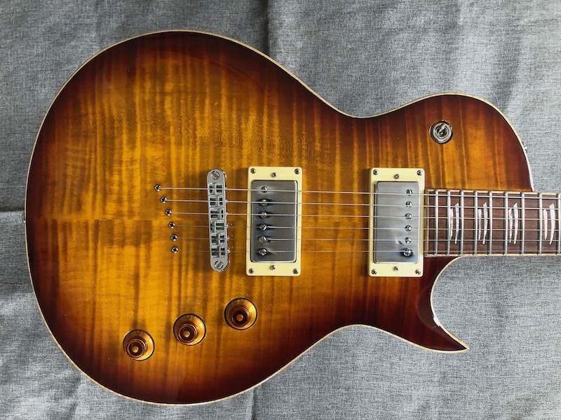 Hot, Alnico 5 humbereds with coil splits and string-through body sustain properties.